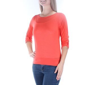 COLOR STORY Womens Orange 3/4 Sleeve Jewel Neck Top Size: M